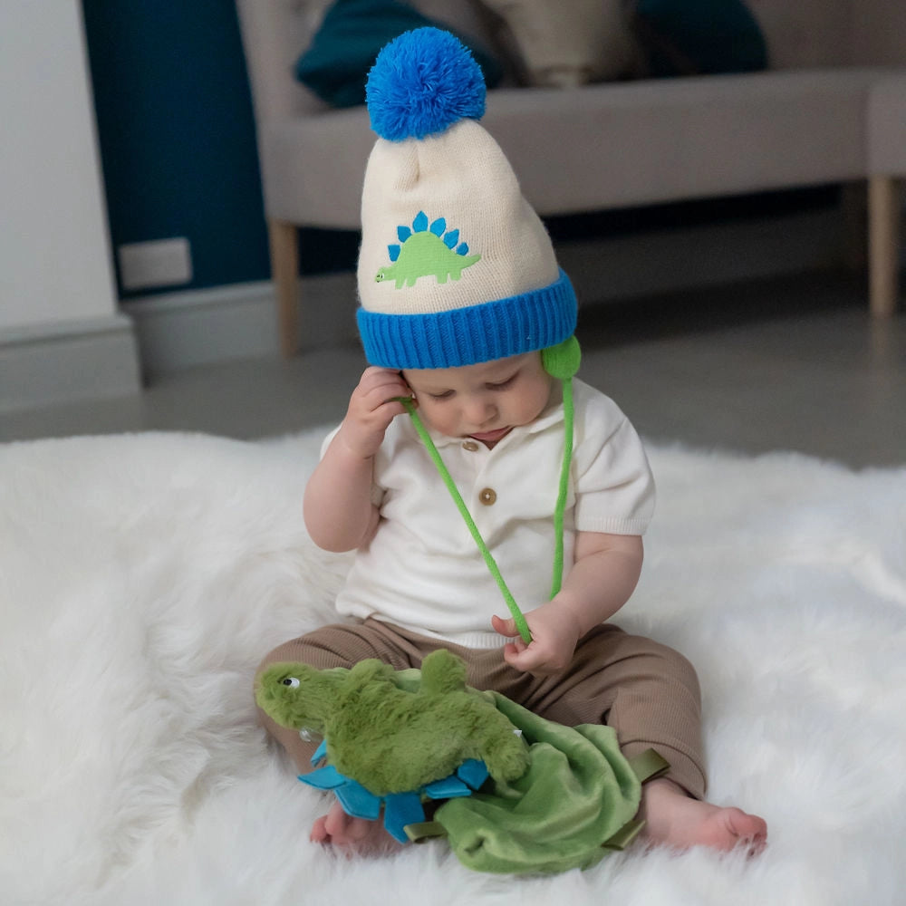Dino Wooly Hat & Mittens 0-12 Months