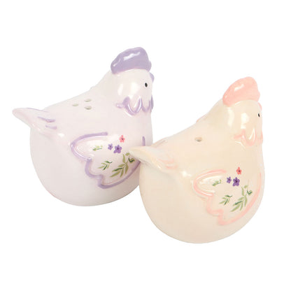 Floral Hen Chicken Shaped Salt & Pepper Shakers