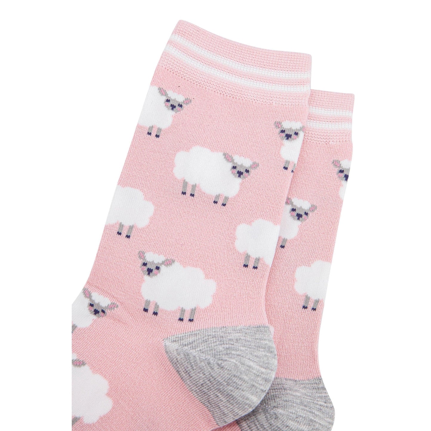 Women's Bamboo Socks Light Pink/Grey Marl Sheep