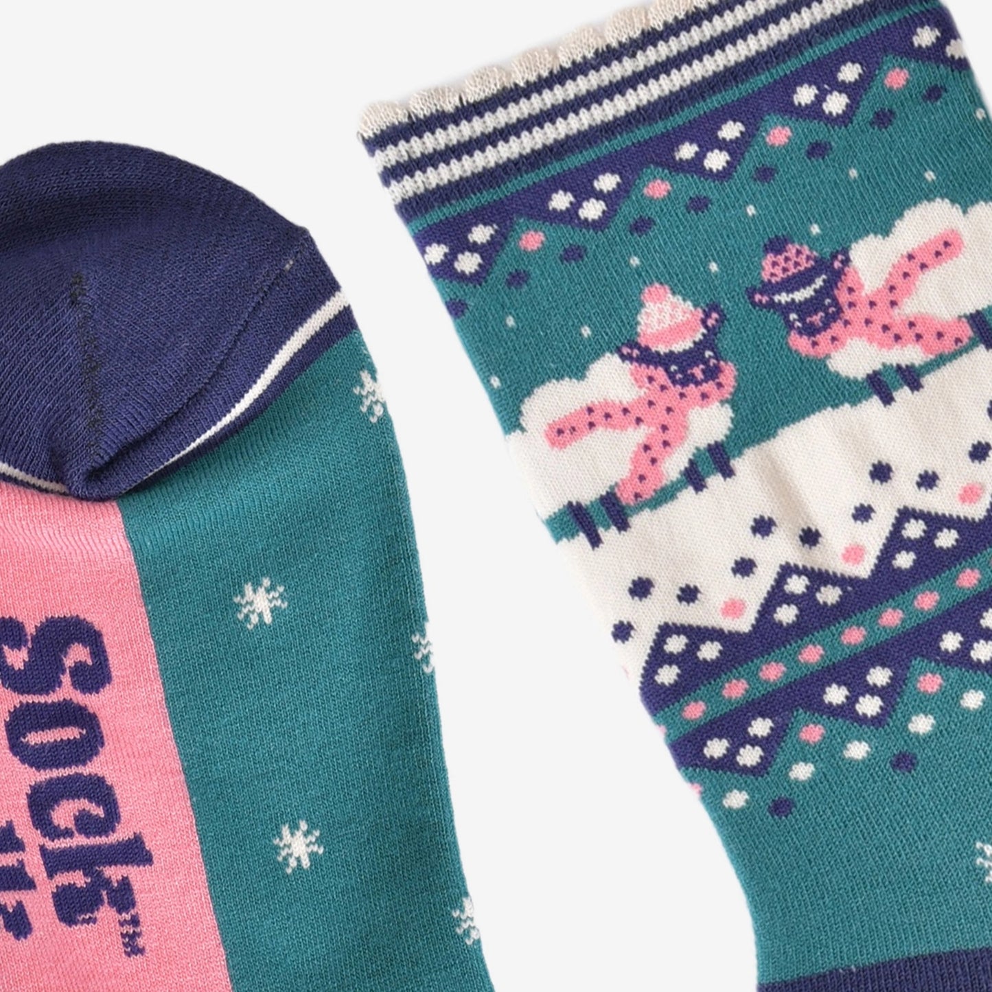 Women's Bamboo Socks Green/Navy Blue Sheep