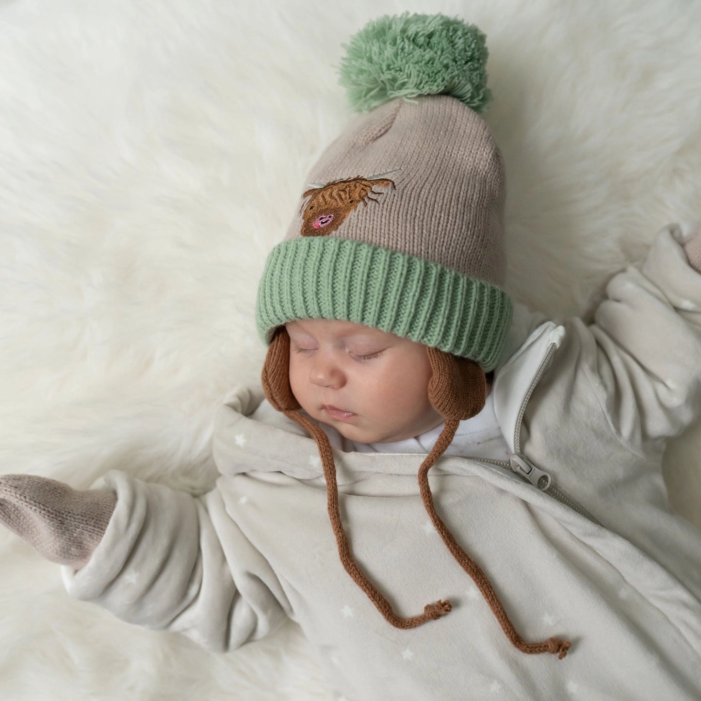 Highland Cow Wooly Hat & Mittens 12-24 Months