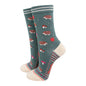 Women's Bamboo Socks Sage Green/Cream Hedgehog Toadstool