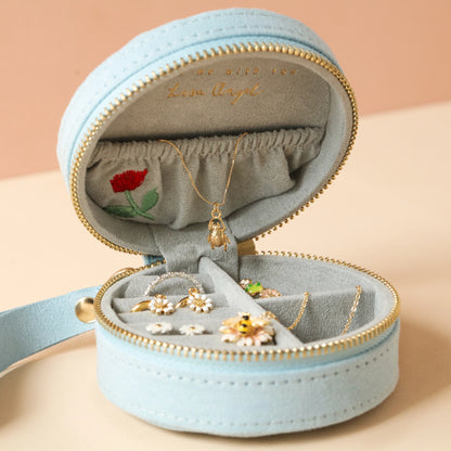Embroidered Flowers Mini Velvet Jewellery Case
