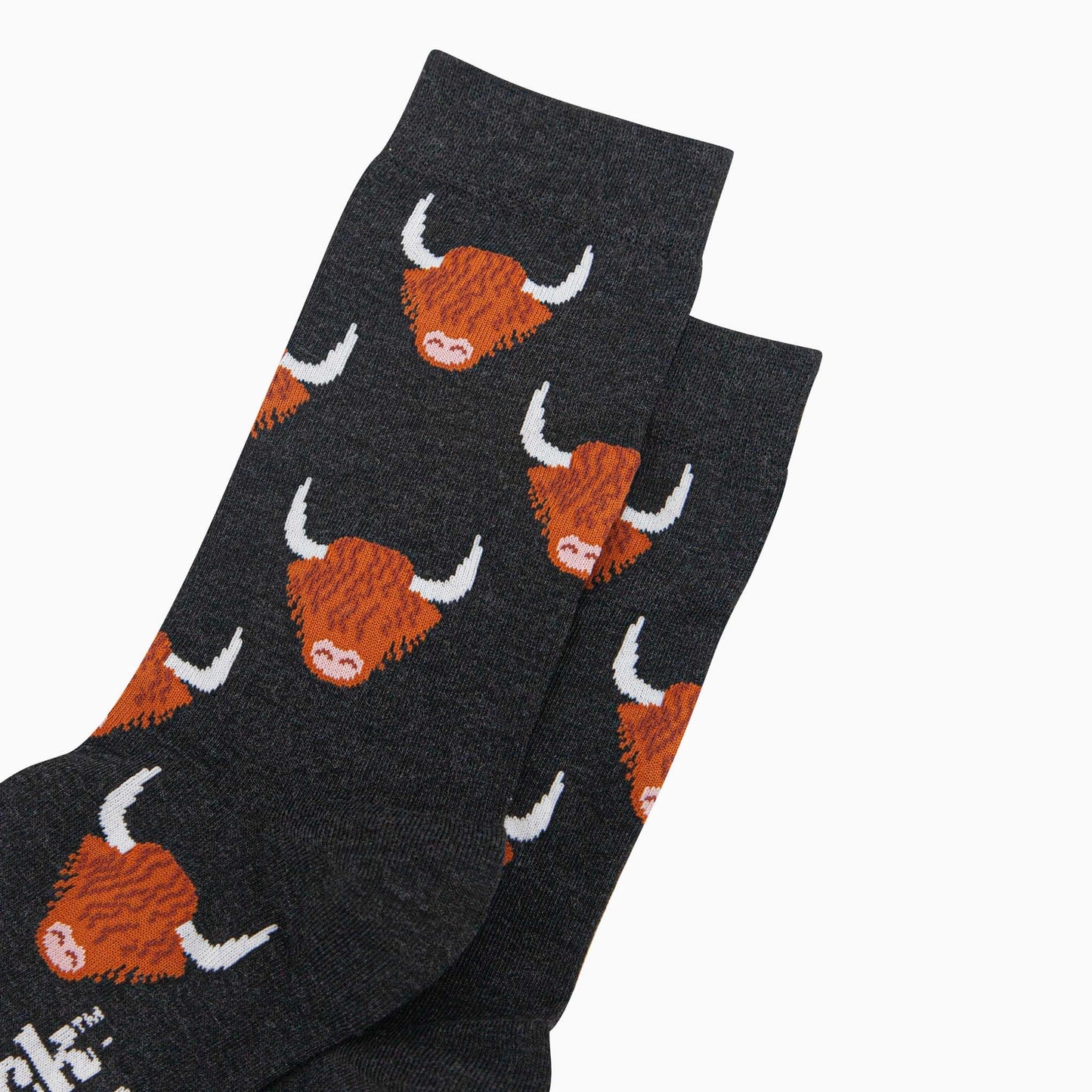 Mens Bamboo Socks Black Highland Cow