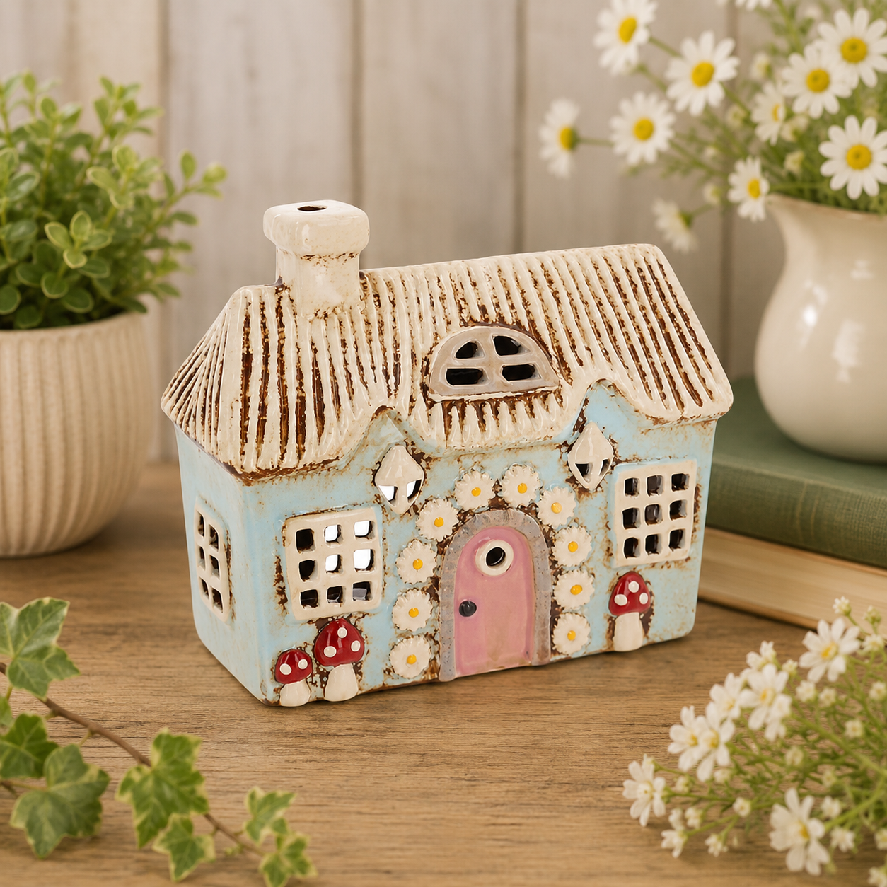 Village Pottery Flower Cottage Tealight Holder