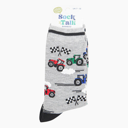 Mens Bamboo Socks - Grey Tractor Racing
