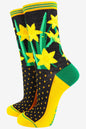 Womens Welsh Daffodil Floral Print Bamboo Socks