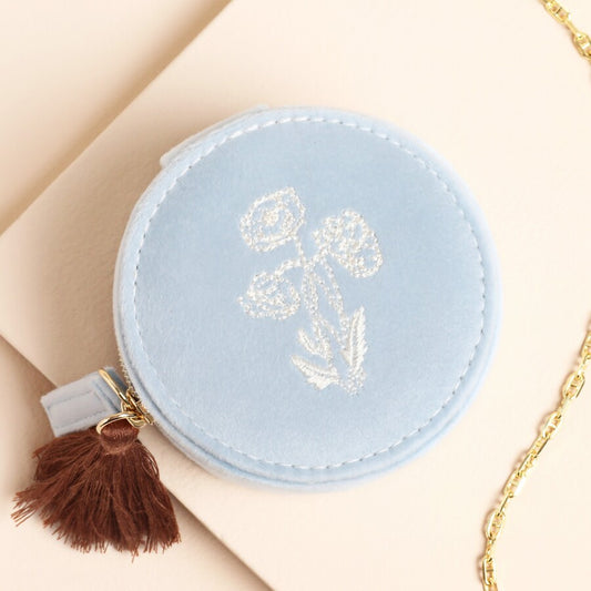 Willow Print Velvet Travel Jewellery Case