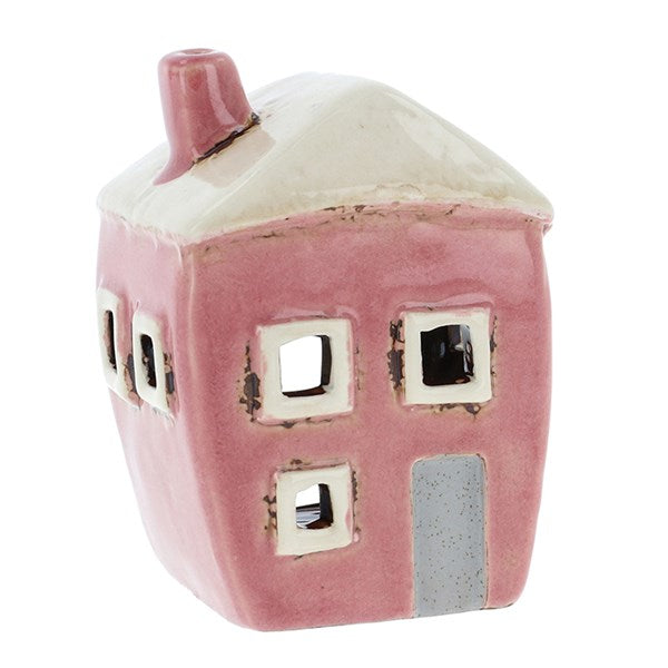 Village Pottery Square House Pink Mini Tealight image 0