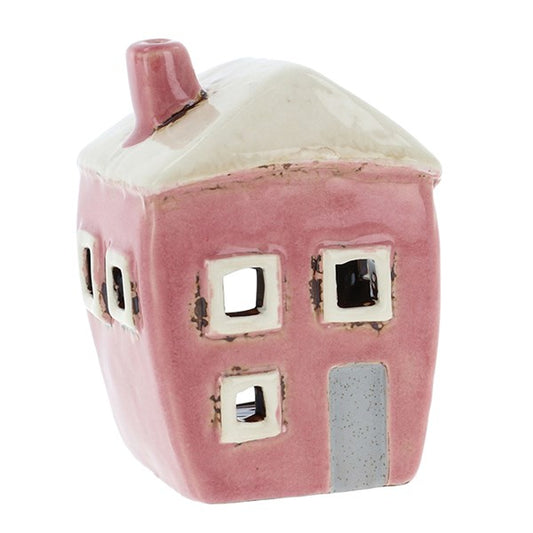 Village Pottery Square House Pink Mini Tealight image 0