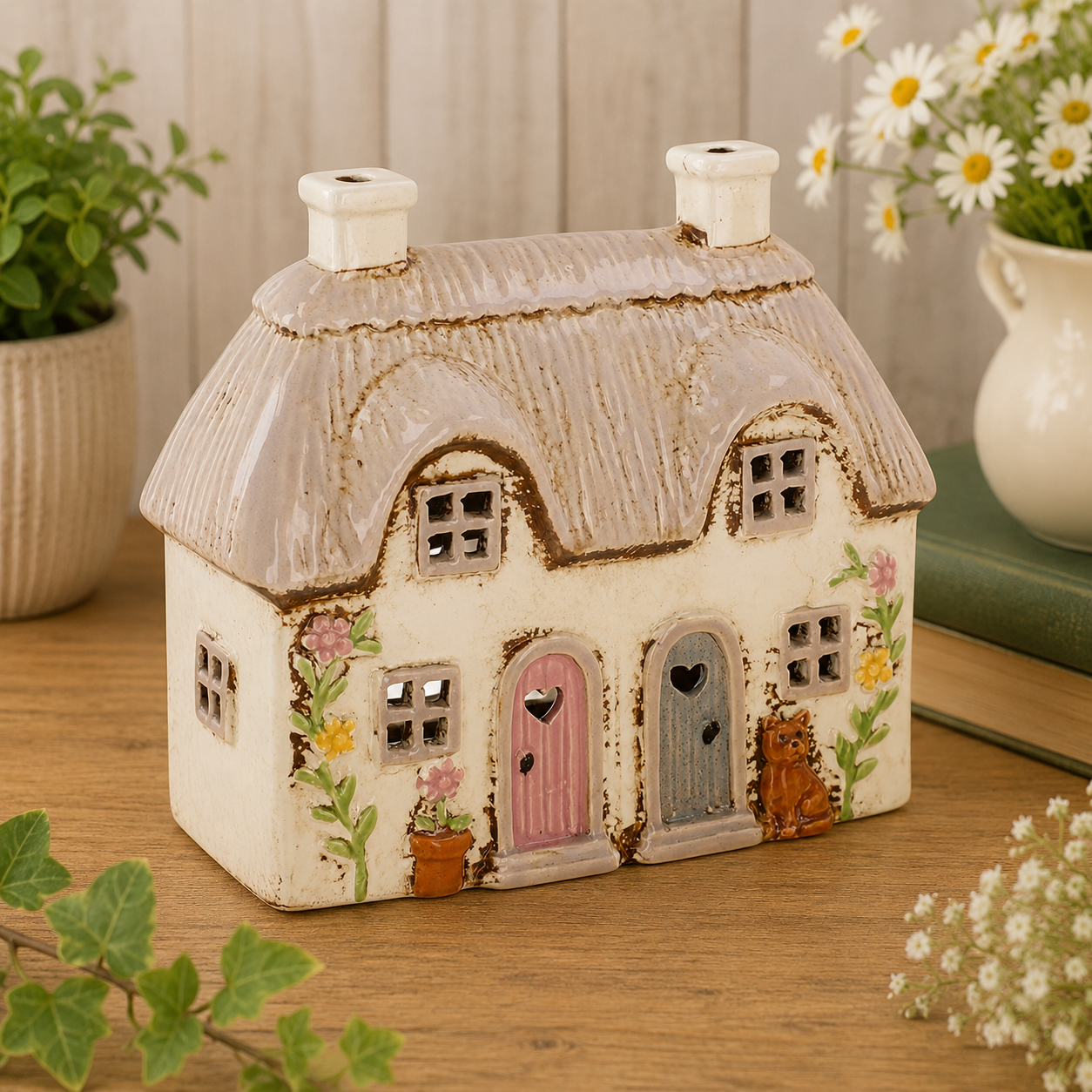 Village Pottery Double Garden Thatch Tealight