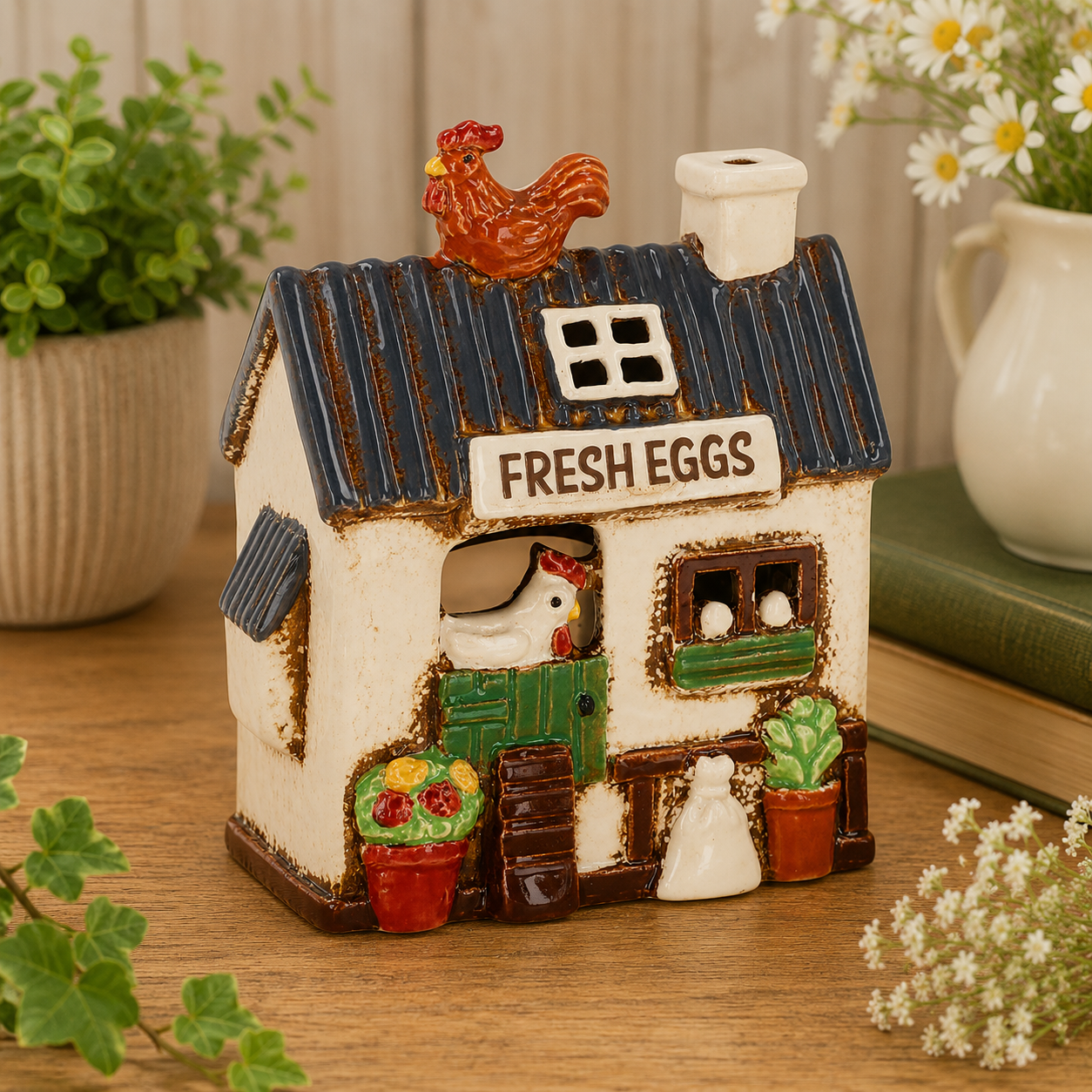 Village Pottery Chicken Coop Tealight
