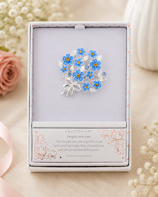 Forget Me Not Bouquet Silver Plated Brooch