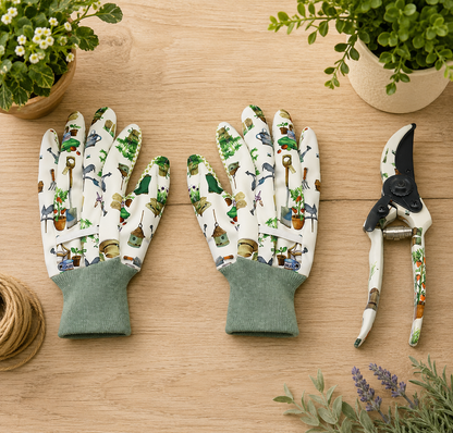 Green Fingers 2 Piece Garden Set Gloves & Secature