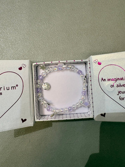 Girls colourful silver plated charm bracelet