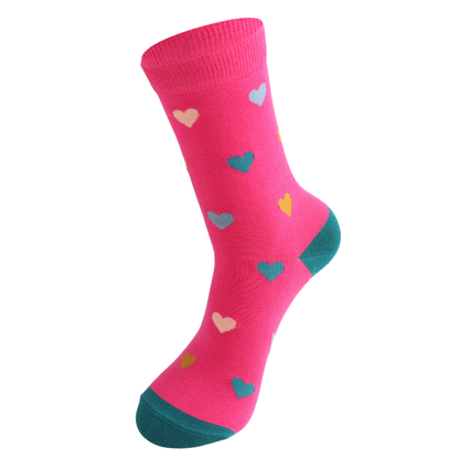 Miss Sparrow Multi Hearts Socks Hot Pink