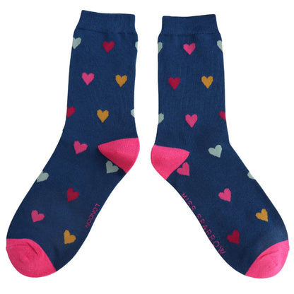 Miss Sparrow Multi Hearts Socks Navy
