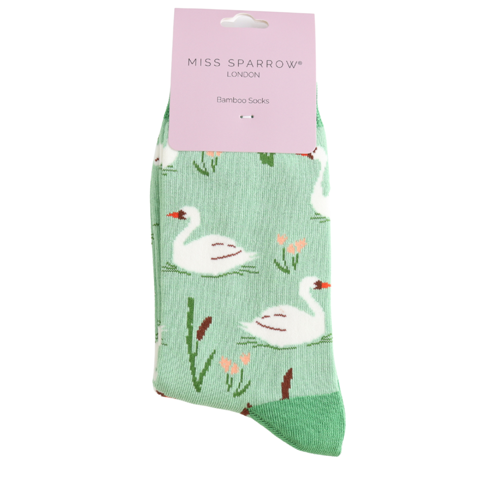 Miss Sparrow Swan Socks Green