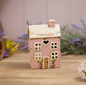 Stoneware Pink House With Embossed Bunting Tealight Holder