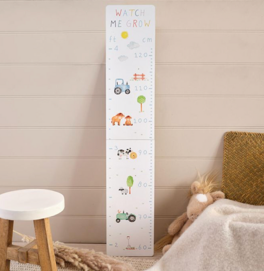 Mini Farm Monty Highland Cow & Farm Animals Watch Me Grow Wood Height Chart
