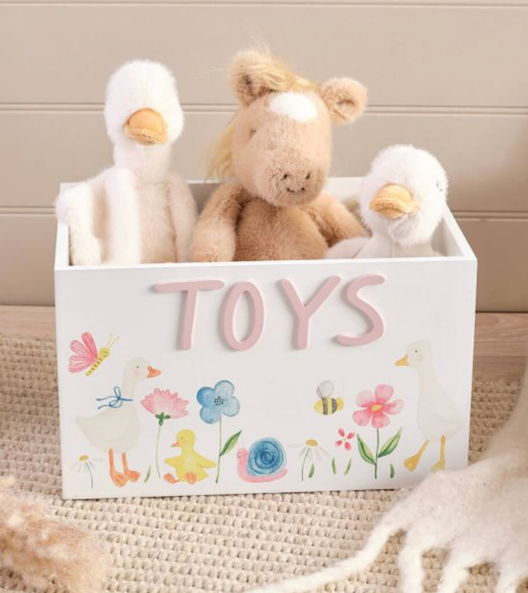 Mini Farm Mabel The Goose With Flowers Wood Toy Crate