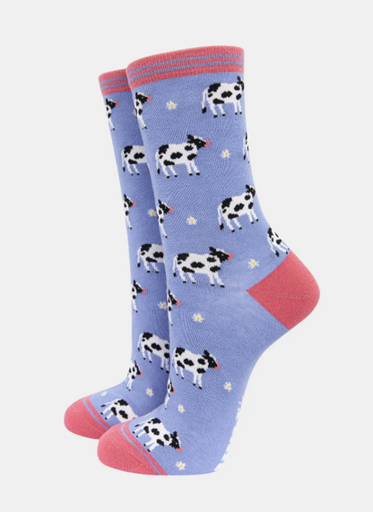 Women's Bamboo Socks - Lilac, Cow