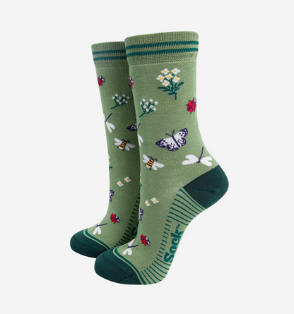 Garden Ladybird & Butterfly Bamboo Socks