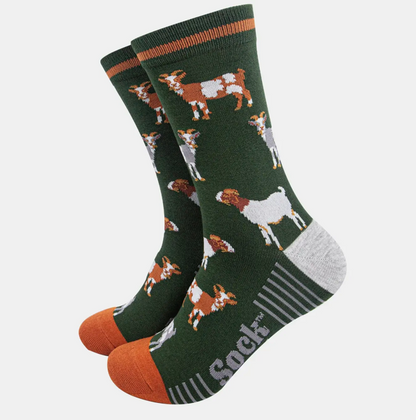 Men's Bamboo Socks - Khaki/Tan, Goats