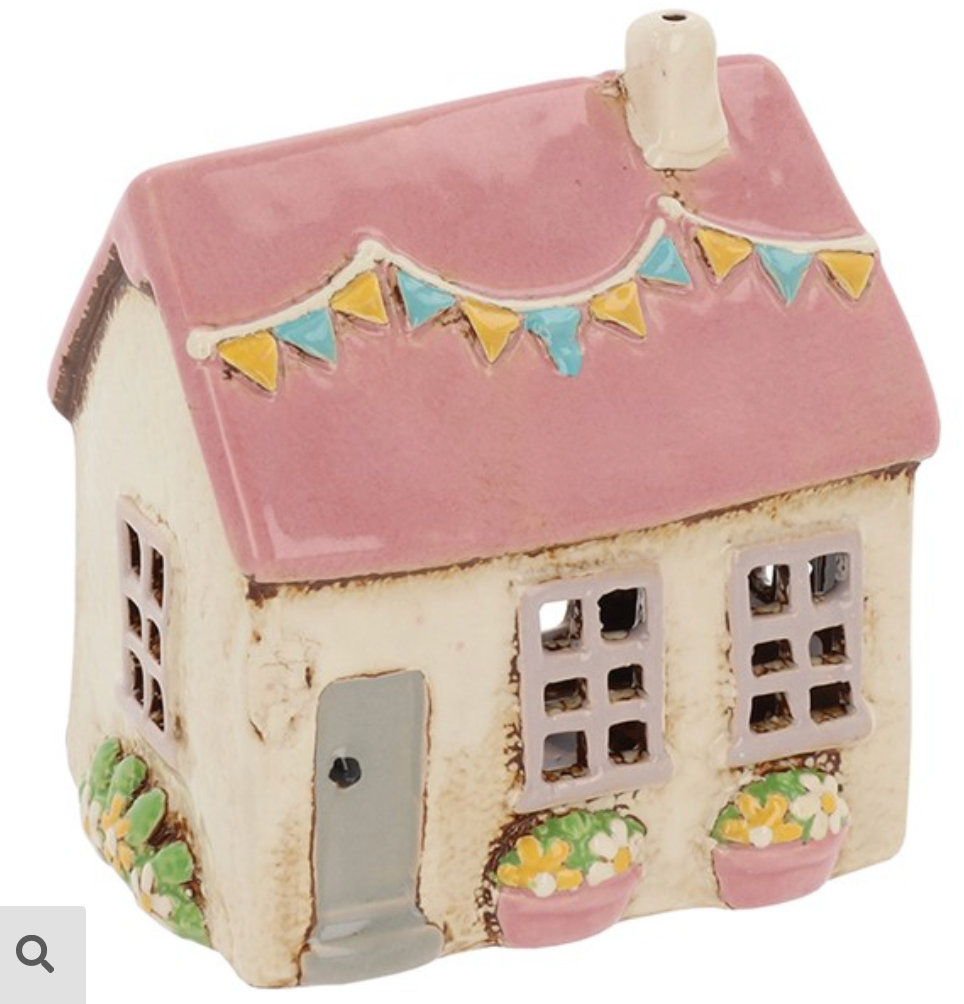 village pottery garden flags house cream tealight