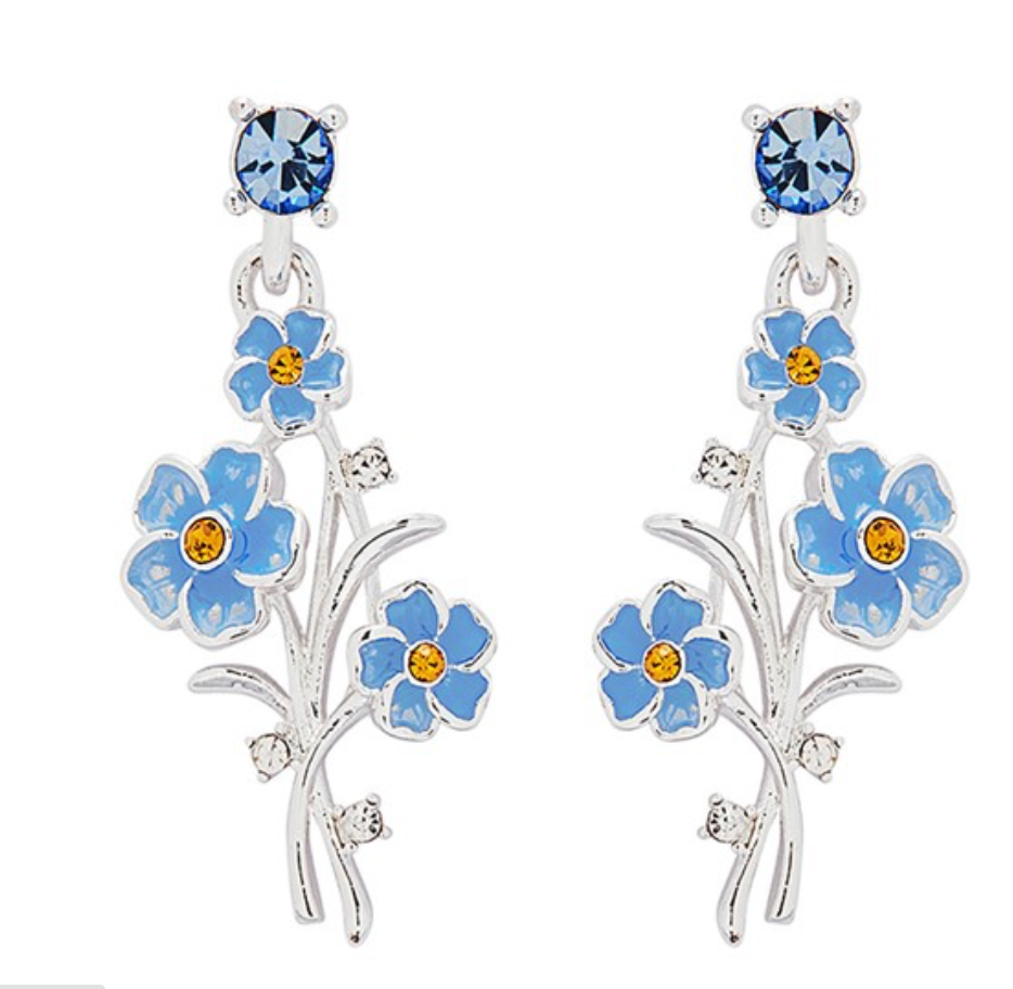 Forget me not silver plated posy earrings