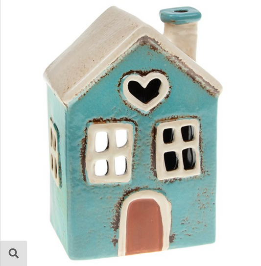 Village Pottery Heart House Tealight Teal