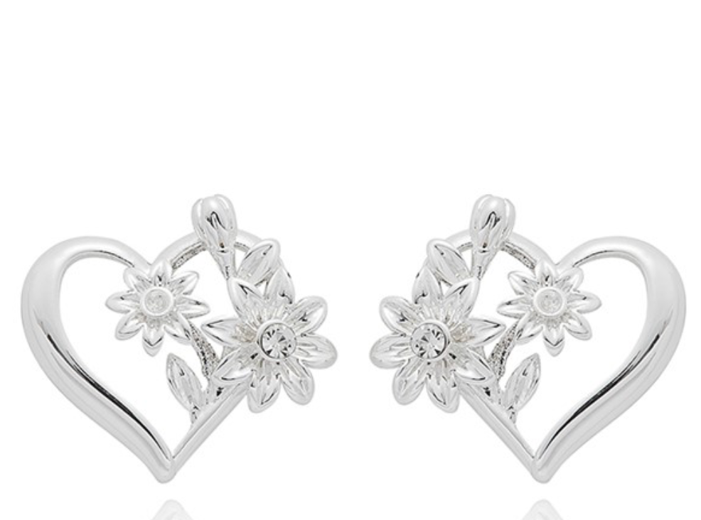 secret garden heart silver plated earrings