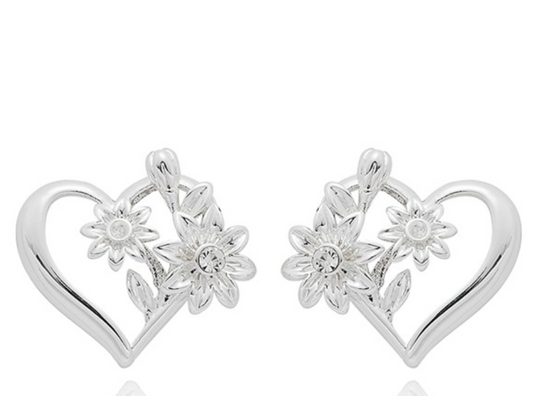 secret garden heart silver plated earrings