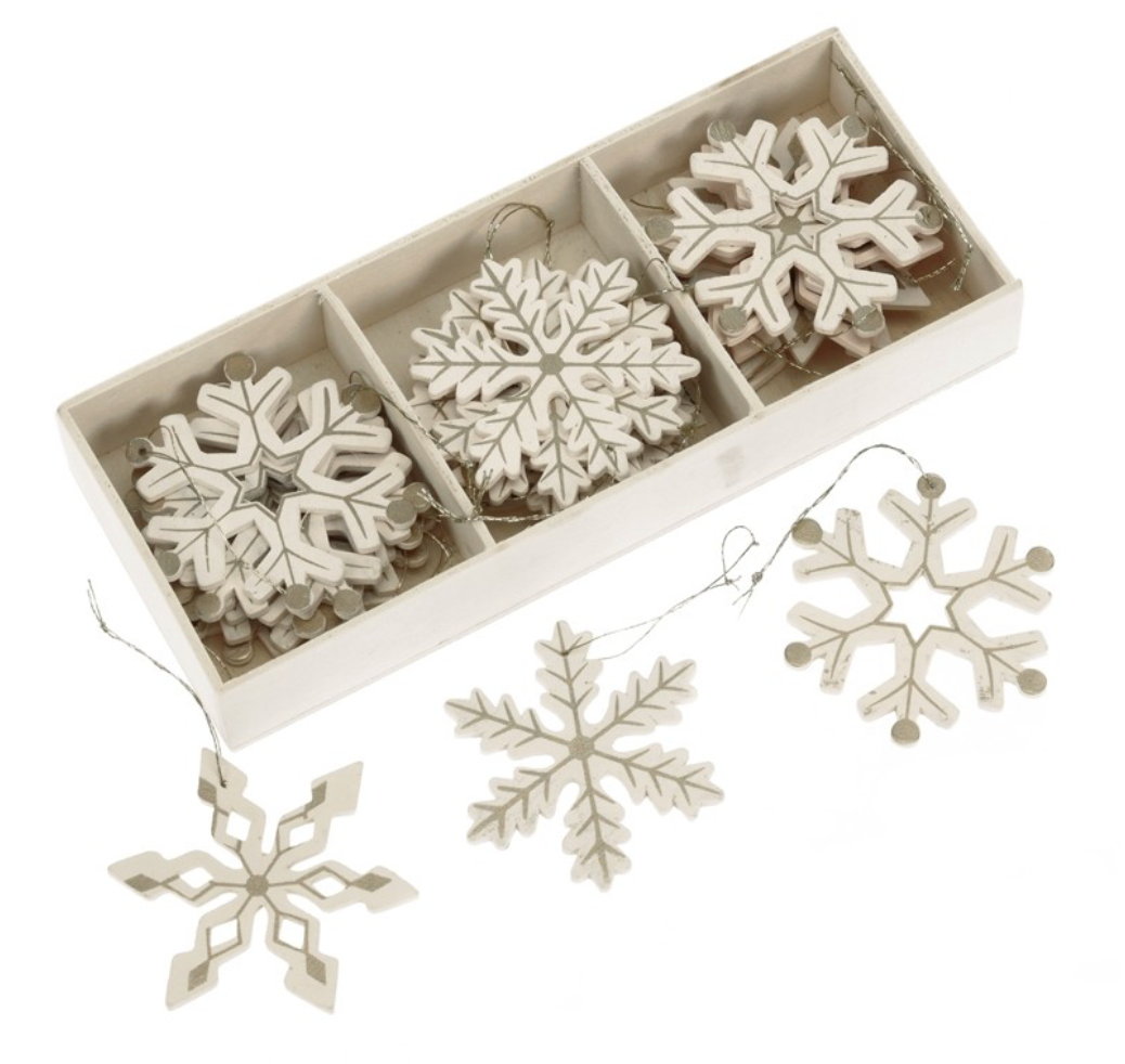 white & silver stripped snowflakes
