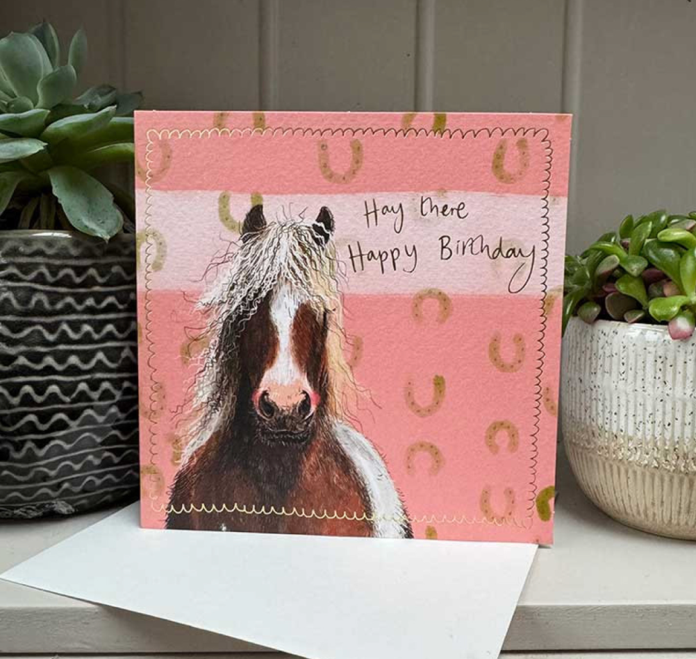 Horse shoes birthday card