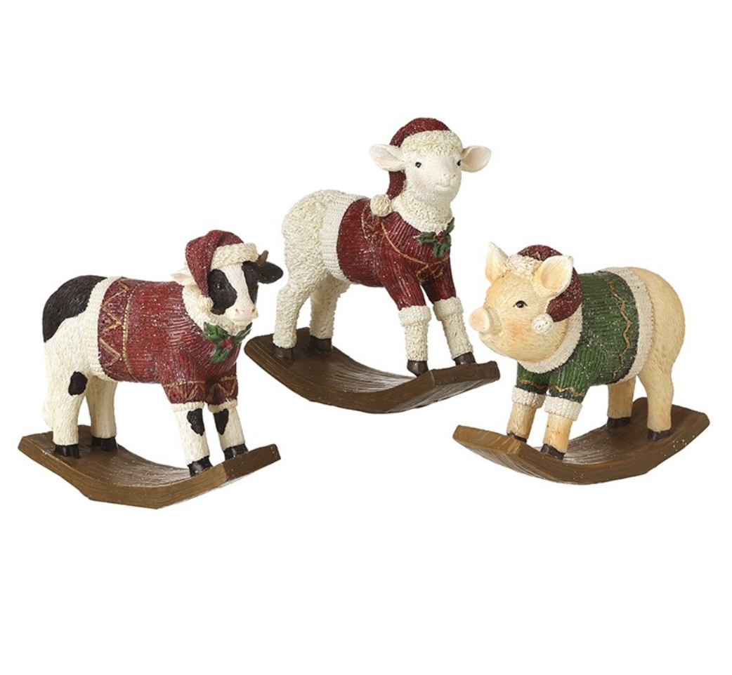 christmas farm animals rocker mix