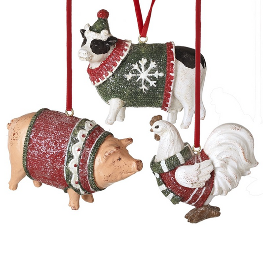 christmas farm animals hangers mix