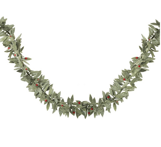 felt green leaf and red berry garland