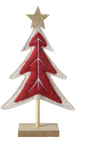 red felt tree on wooden stand & star sml