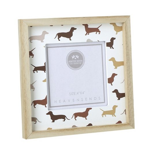 sausage dog wood photo frame