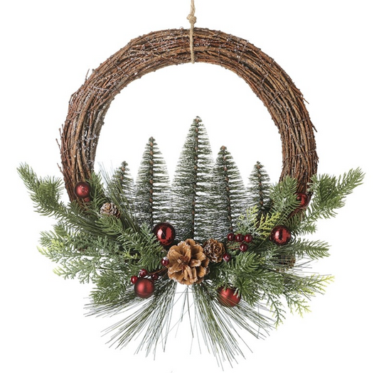 fir cone half decorated wreath
