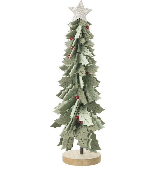 Tall felt holly tree with star