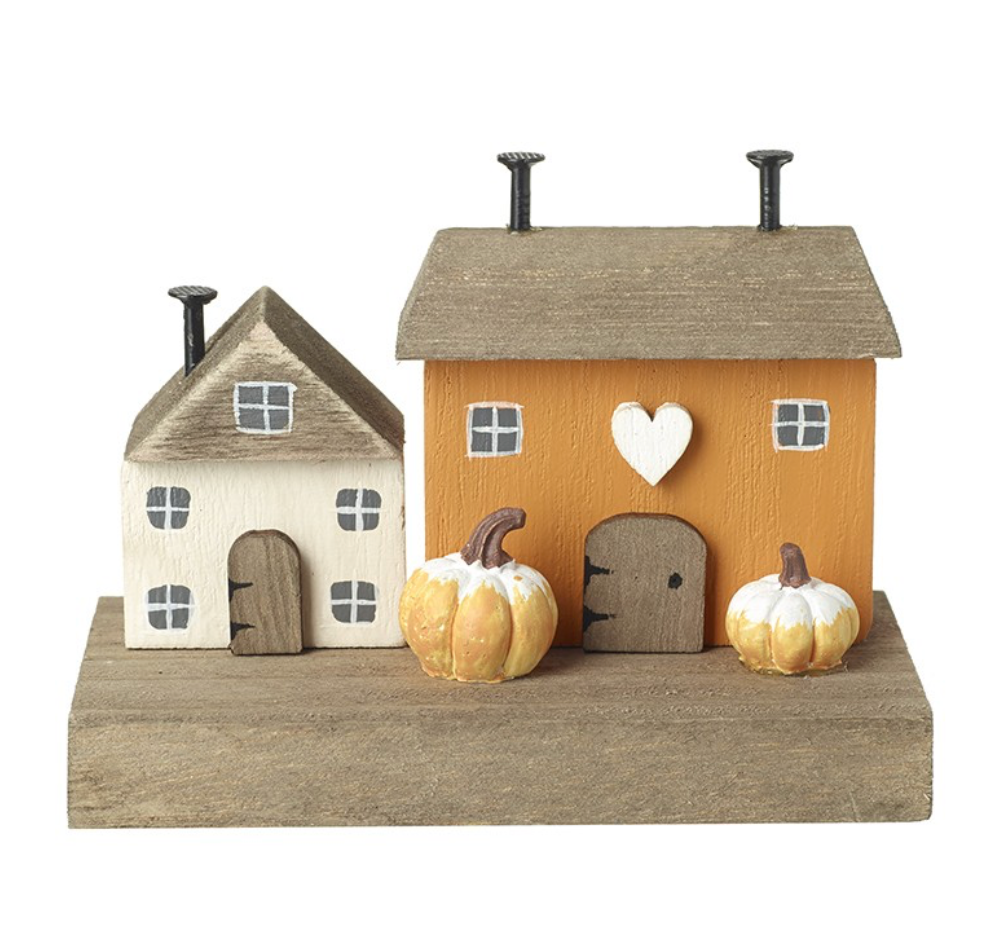 Autumnal Houses With Pumpkins