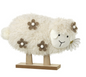 fluffy white sheep wooden ornament
