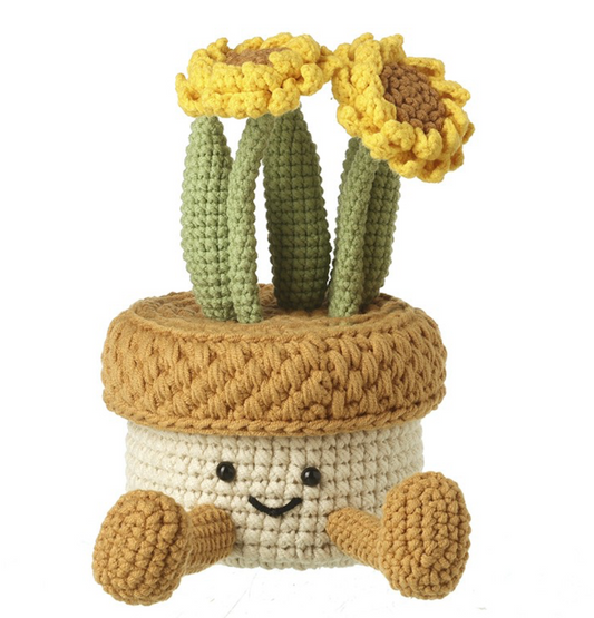 smiley crochet cacti in plant pot