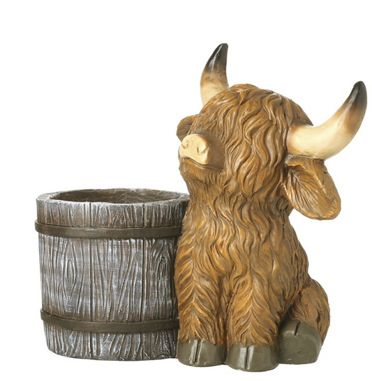 Highland cow with barrel ornament