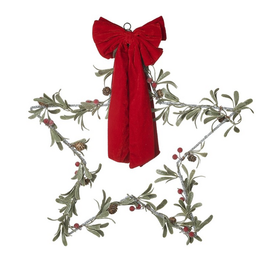 mistletoe star wreath with 2 bow