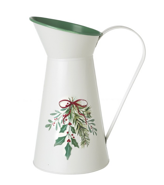 white with holly design jug