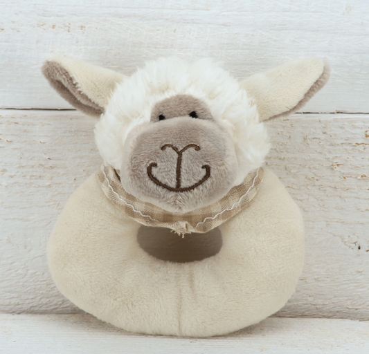 Sheep Plush Soft Toy Baby Rattle - 10cm