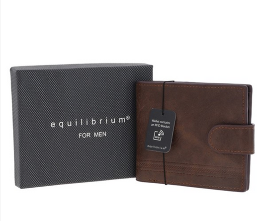EQ For Men Embossed RFID Wallet With Tab Brown